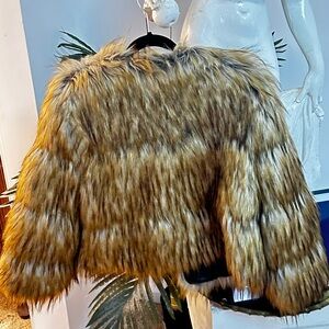 XL Genuine Raccoon Fur Jacket in Honey and Black